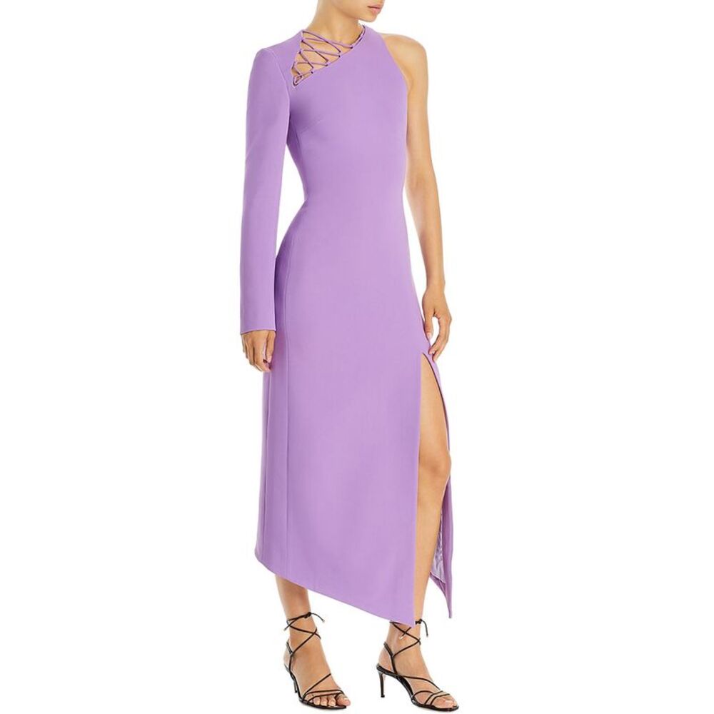 David Koma Womens Chest Lace-up Midi Dress 10 Lilac - NWT $2136